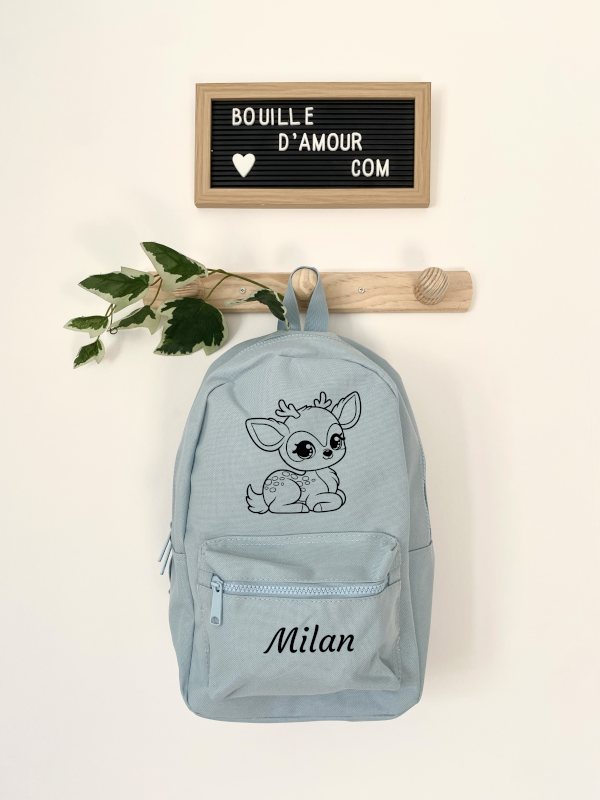 Sac à dos faon bleu personnalisable