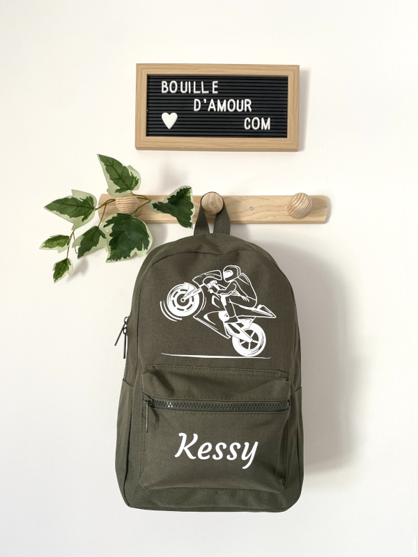 Sac à dos enfant personnalisable Moto de sport