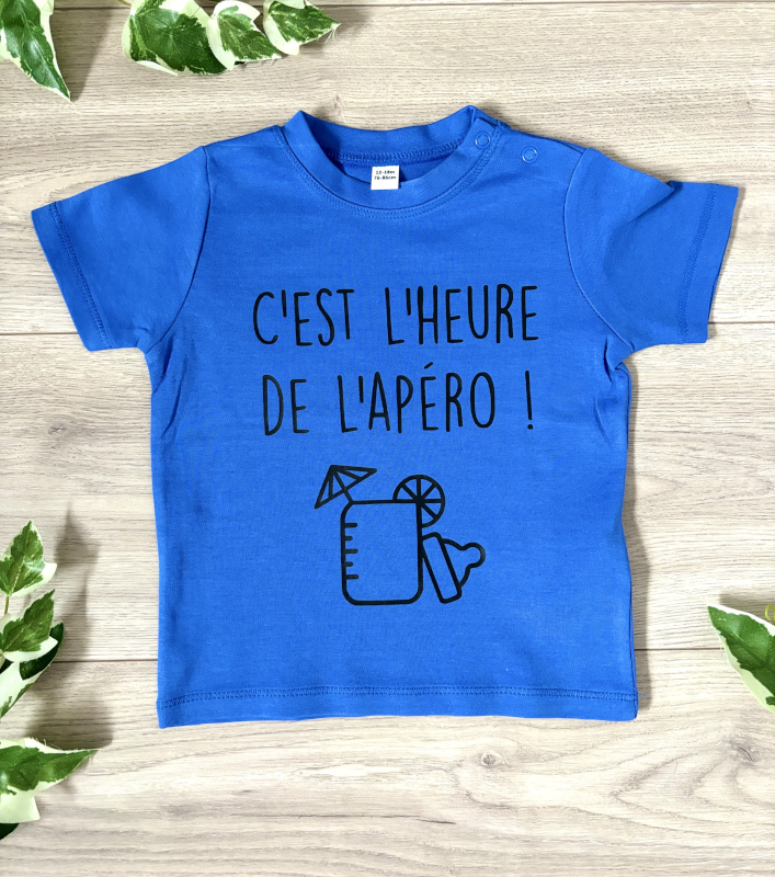 T-shirt bébé cest lheure de lapéro