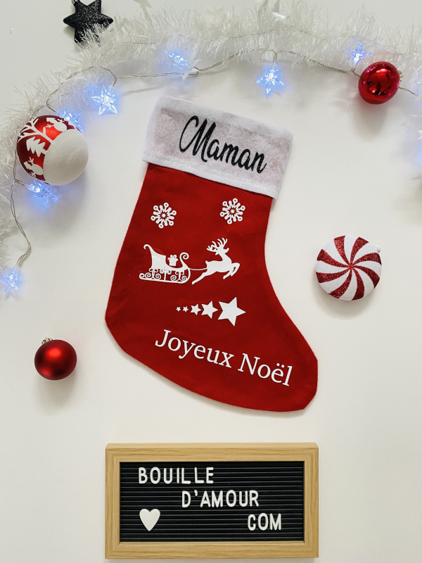 botte de noël personnalisé %22traîneau du père noël%22