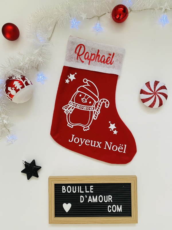 Botte de Noël personnalisée %22Pingouin%22