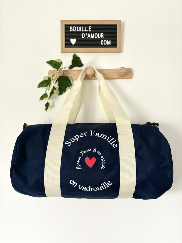 Sac polochon personnalisé super famille en vadrouille