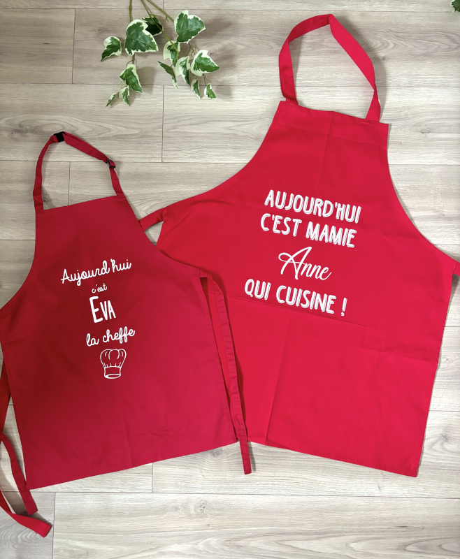 Duo de tabliers personnalisés