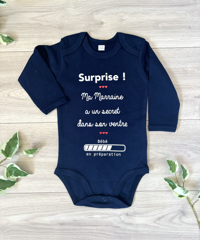Body personnalisé annonce grossesse marraine
