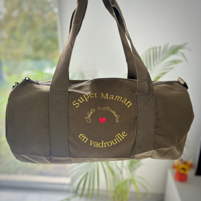 Sac polochon personnalisé super maman en vadrouille