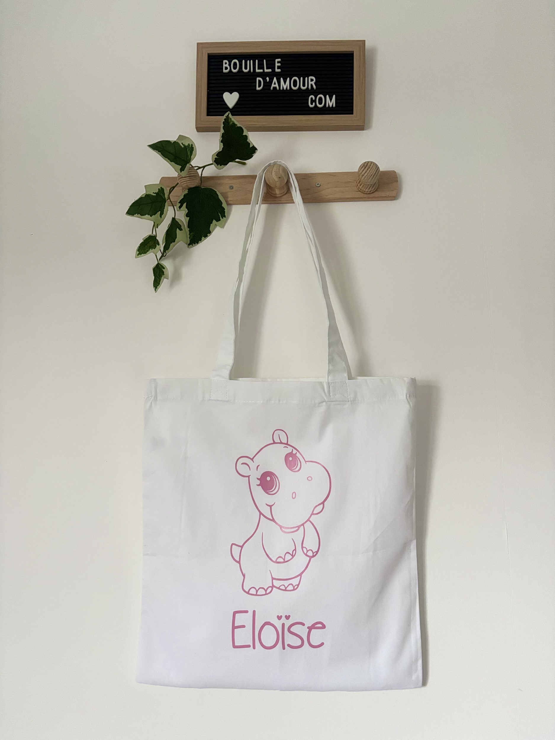 Tote bag personnalisé hippopotame