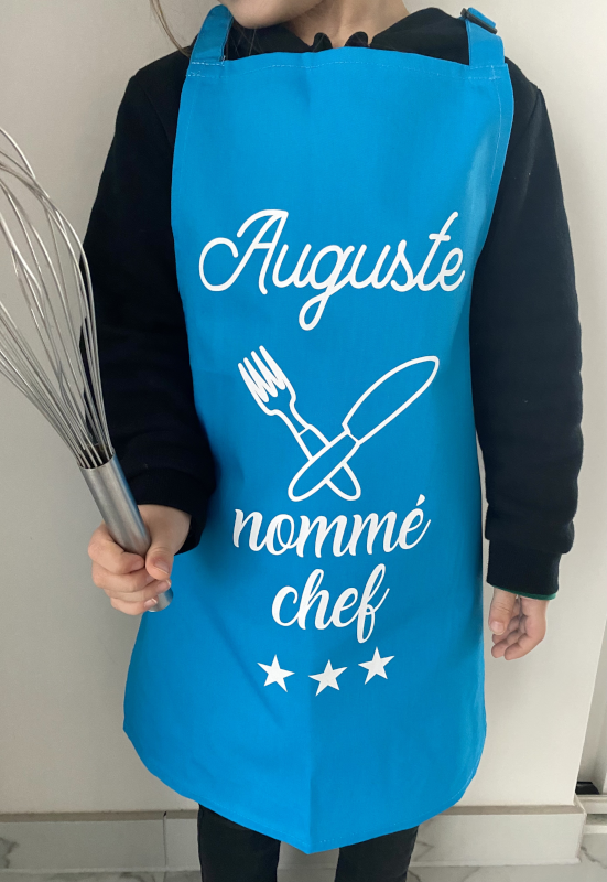 Tablier enfant personnalisé %22nommé chef 3 étoiles%22