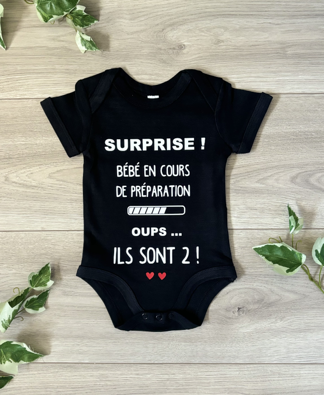 body personnalisé annonce grossesse jumeaux