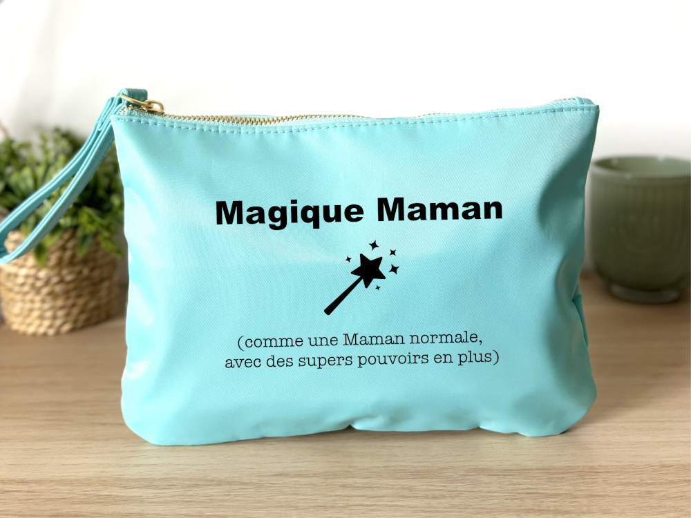Pochette personnalisée Magique Maman bleu