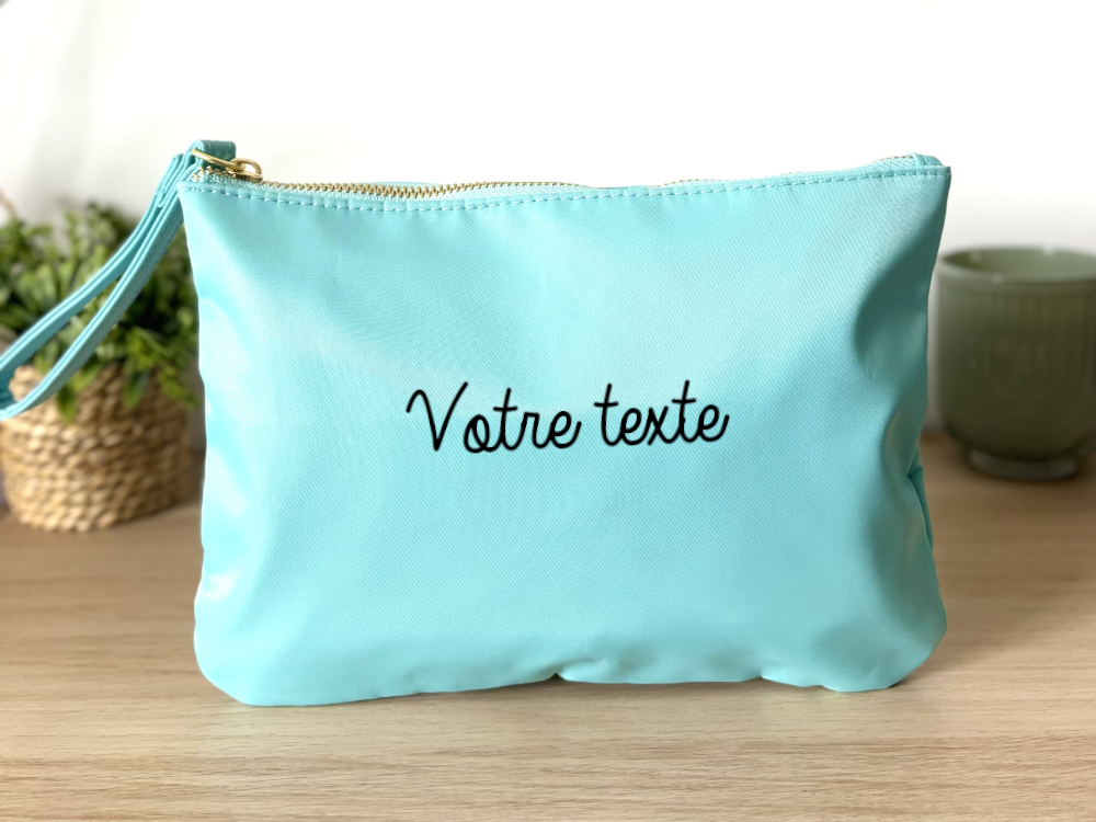 Trousse personnalisée votre texte bleu