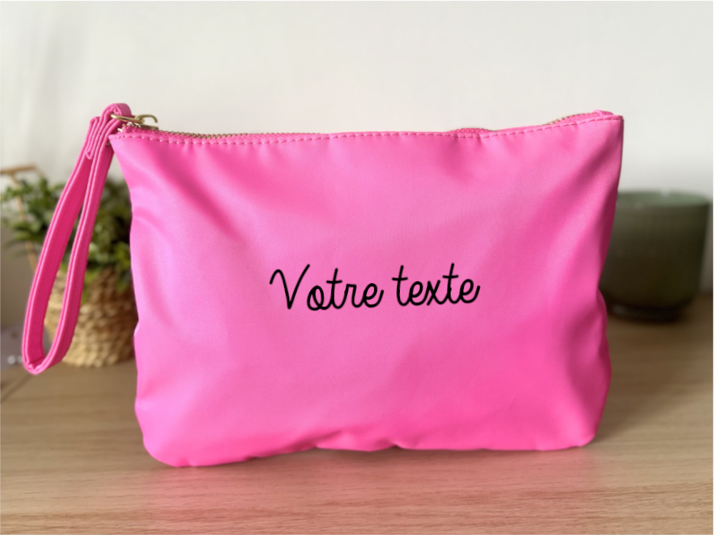 Trousse personnalisable votre texte rose