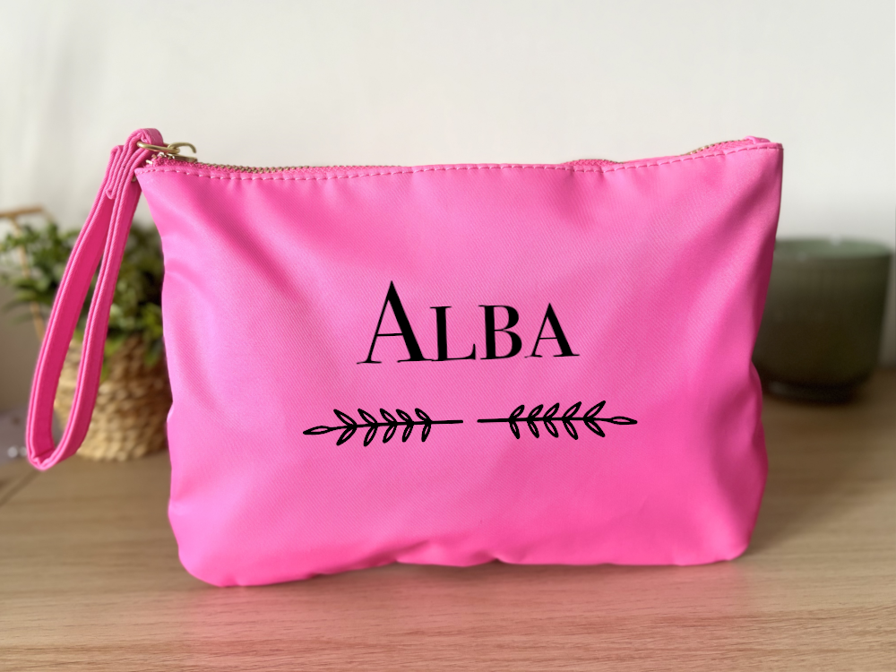 Trousse personnalisable avec prénom rose