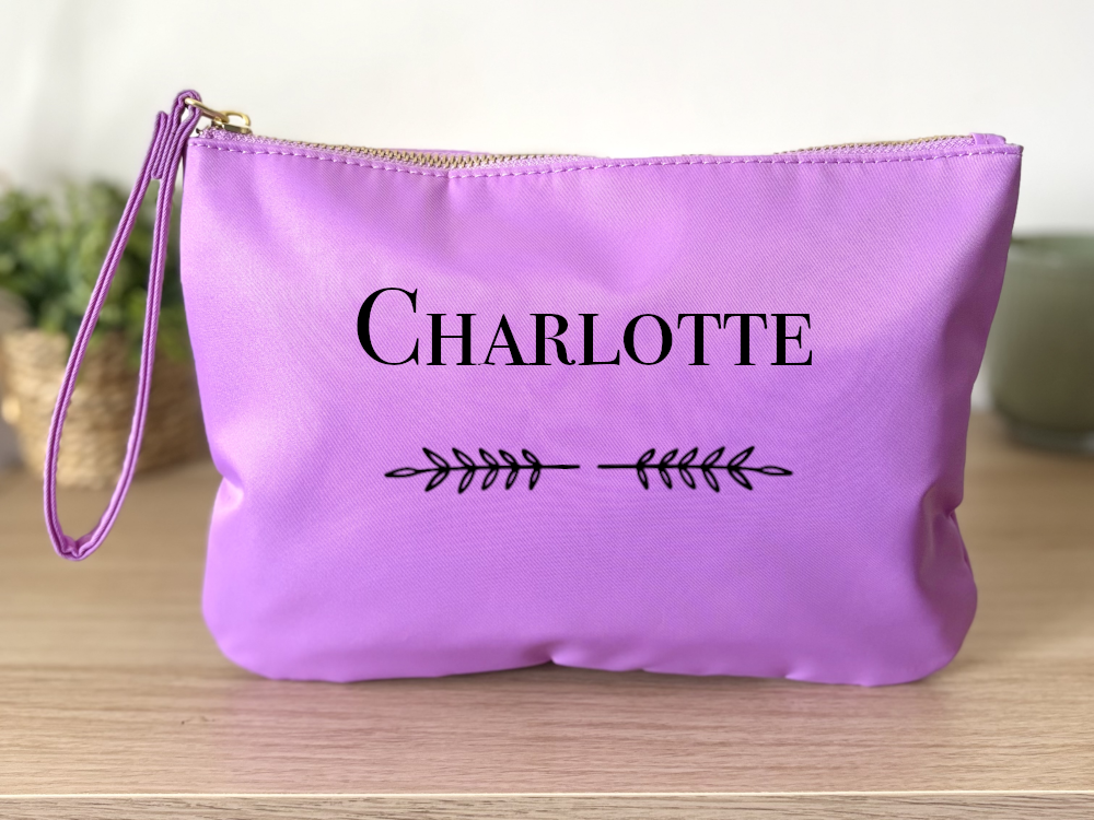 Pochette personnalisée avec prénom violet