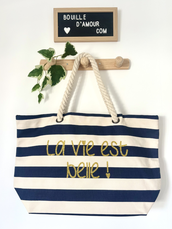 Sac de plage personnalisé la vie est belle