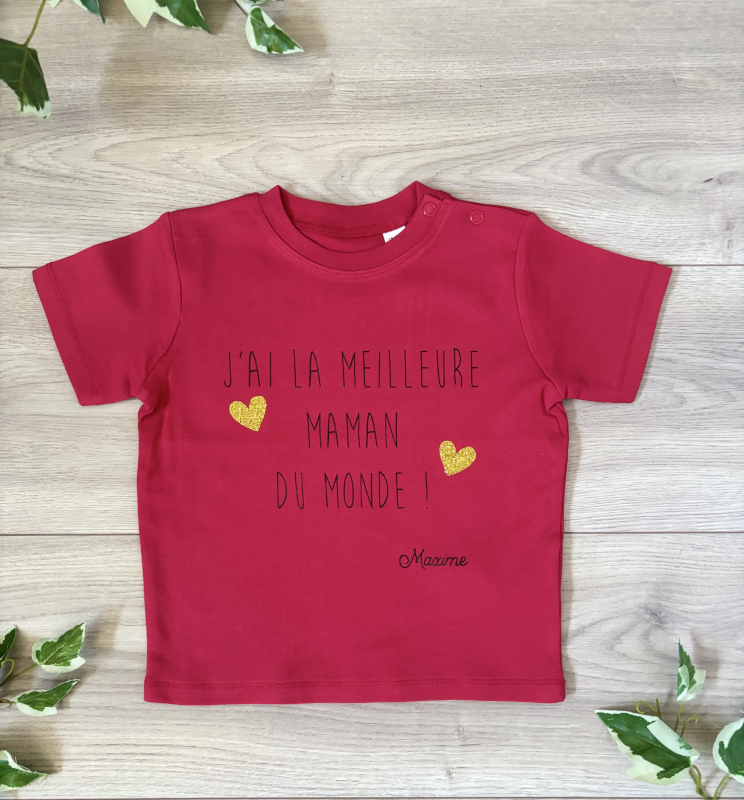 T-shirt pour bébé personnalisé jai la meilleure maman du monde
