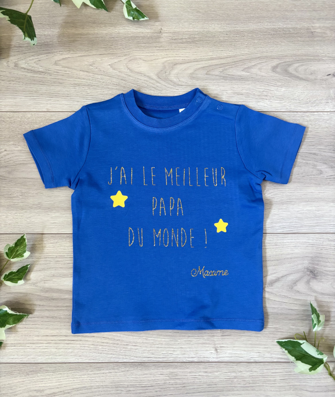 T-shirt pour  bébé personnalisé jai le meilleur papa du monde