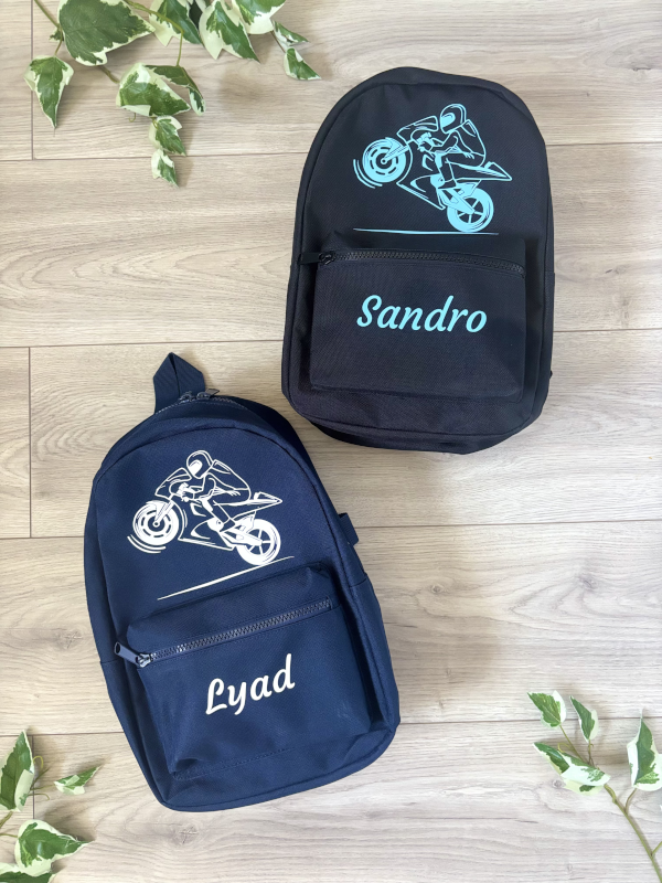sac à dos maternelle personnalisé avec moto