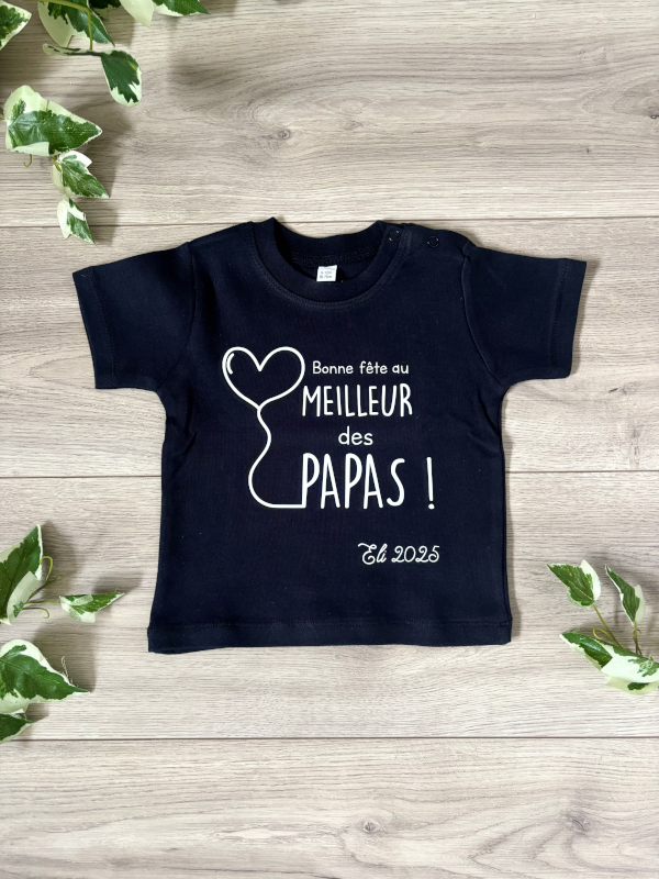 T-shirt bébé personnalisé bonne fête au meilleur des papas