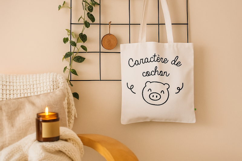 Tote bag personnalisé caractère de cochon