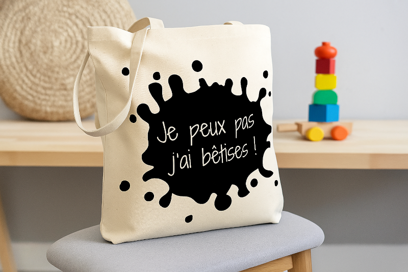 Tote bag personnalisé je peux pas jai bêtises
