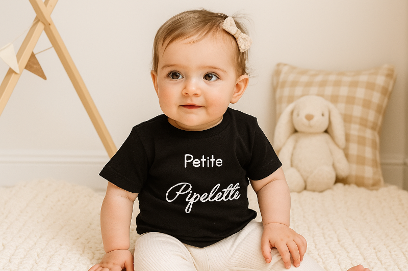 T-shirt personnalisé bébé petite pipelette