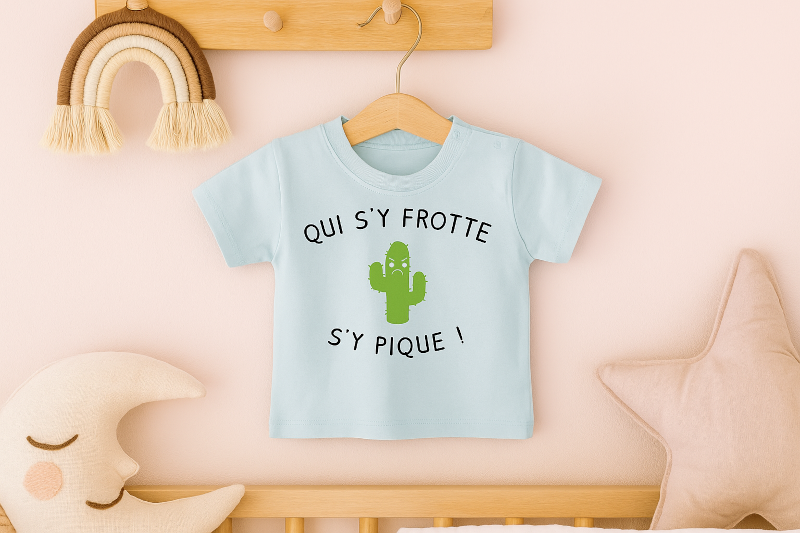 T-shirt personnalisé bébé qui sy frotte sy pique