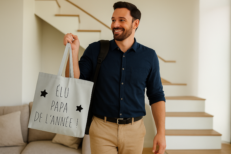 Tote bag personnalisé élu papa de lannée