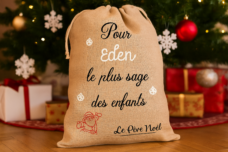 Hotte de noël personnalisée pour le plus sage des enfants