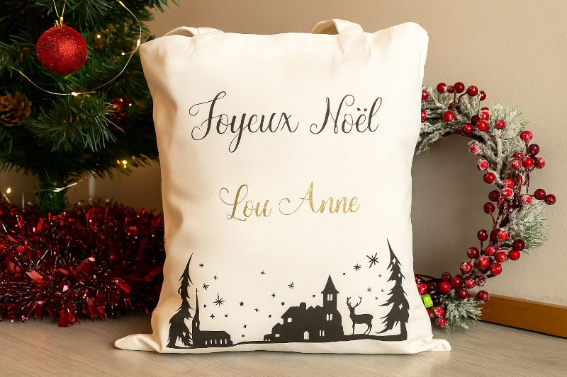 Tote bag personnalisable joyeux noël