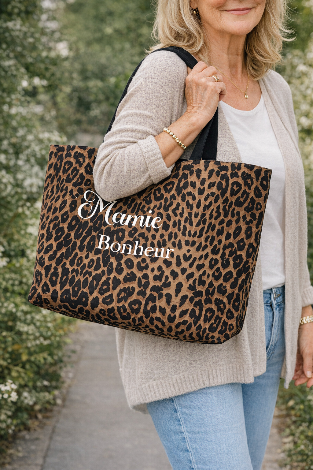 Sac cabas personnalisé mamie bonheur