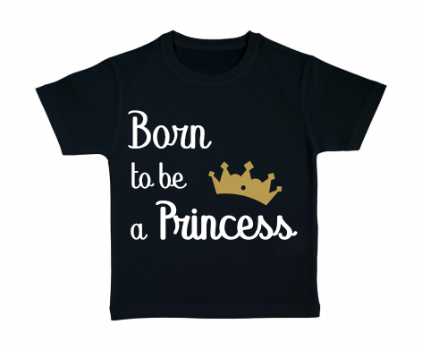 tshirt-enfant-noir-born-to-be-a-princess
