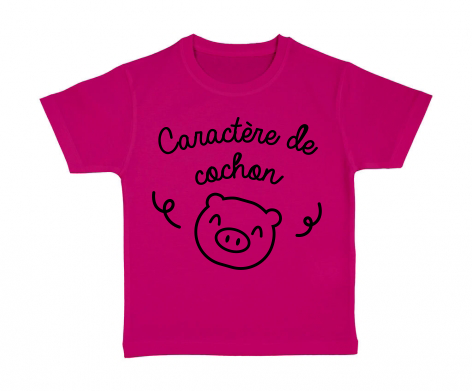 tshirt-enfant-rose-caractère-de-cochon