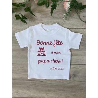T-shirt personnalisé pour bébé Bonne fête à mon papa chéri