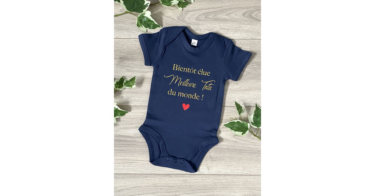Body Bébé "Tata Chérie" - Cadeau Personnalisé Pour Annoncer La Tata Préférée - Taille 0-6 Mois, Pressions à L'entrejambe