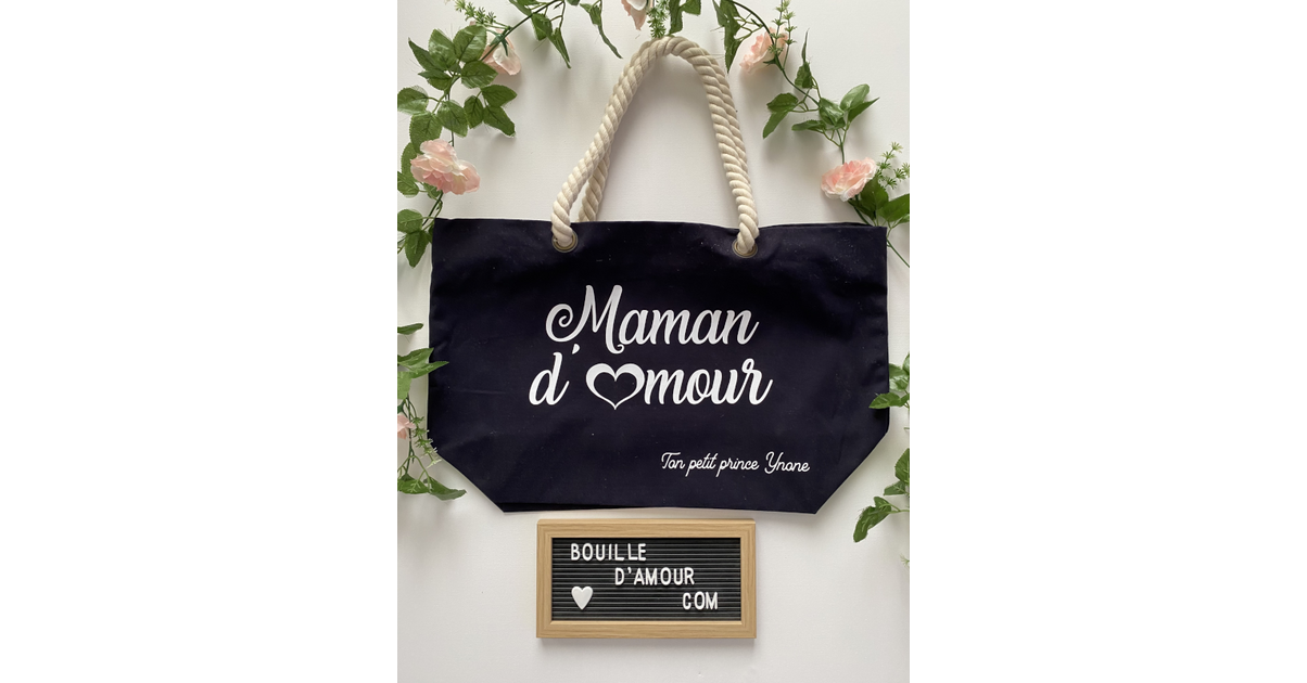 Sac Mamounette Au Top – Grand Cabas Plage Courses En Coton & Toile De Jute, Style Vintage Breton, Idée Cadeau Femme Élégante Et Pratique