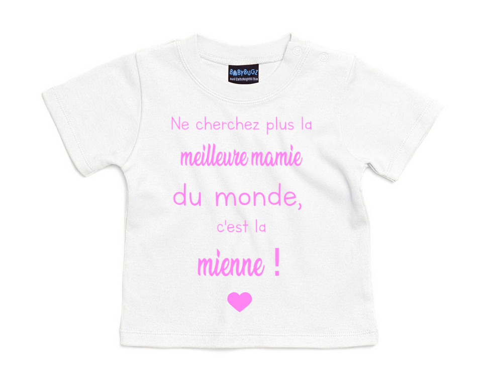 T-shirt bébé personnalisé La meilleure mamie du monde c'est la mienne