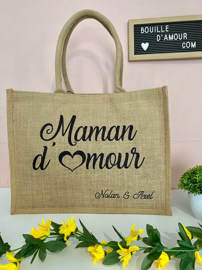 Sac shopping en jute Maman d'Amour - Idée cadeau fête des mères