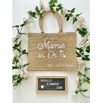 Sac shopping personnalisé mamie en Or