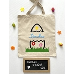 tote bag coton personnalisé œuf de Pâques avec prénom
