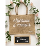Sac shopping en jute personnalisé marraine d'amour