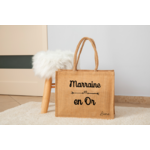 Sac cabas en jute personnalisé marraine