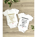 Body personnalisé annonce grossesse jumeaux