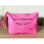 Trousse personnalisable Merci Maîtresse rose
