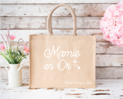 Sac cabas personnalis Mamie en Or Bouille d amour