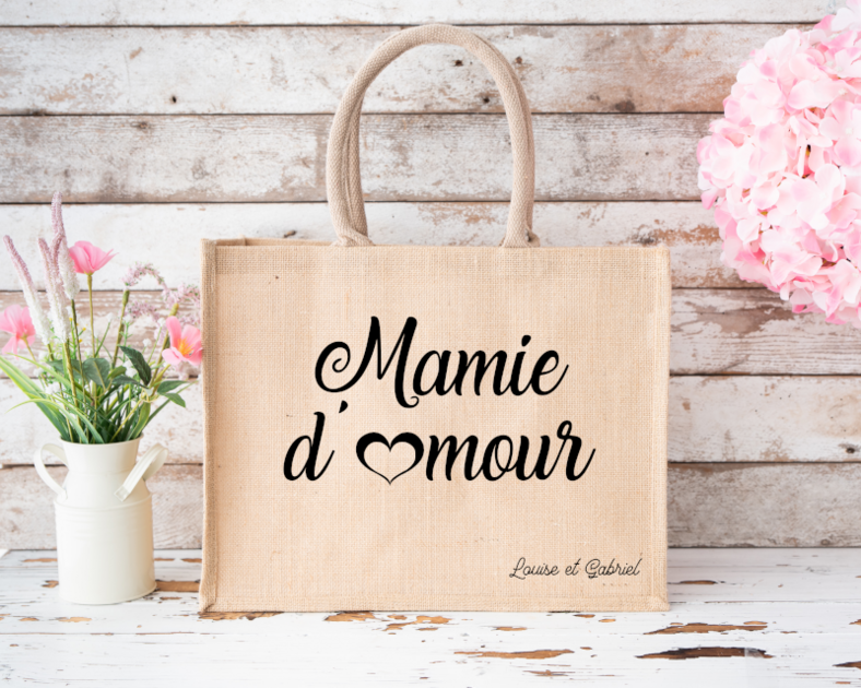 Sac cabas personnalisé Mamie d'Amour - Bouille d'amour