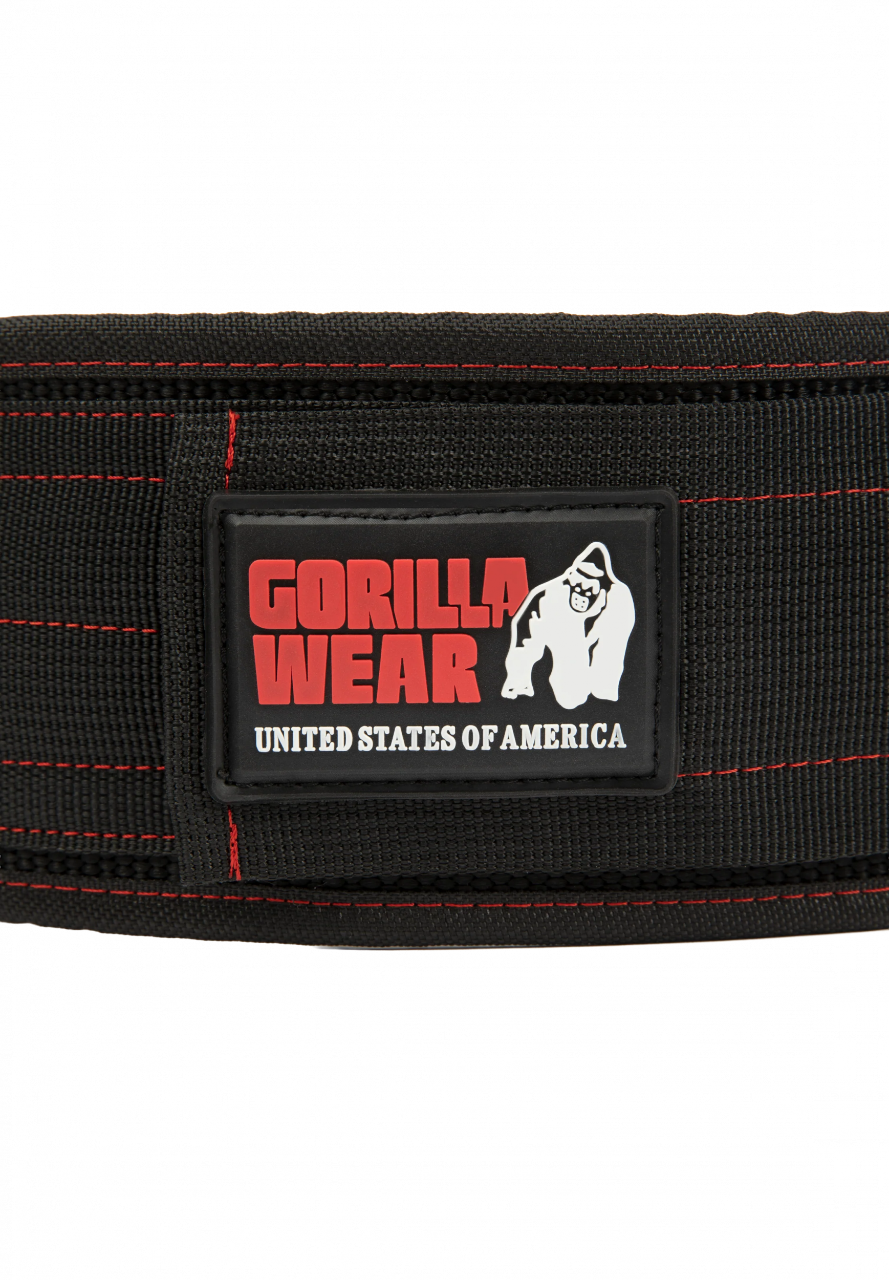 Gorilla Wear Gorilla Wear 4 Inch Nylon Lifting Belt - Black/Red Stitched, vue officielle secondaire