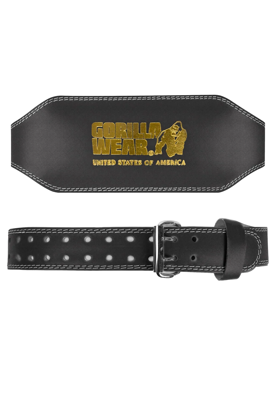 Gorilla Wear Gorilla Wear 6 Inch Padded Leather Lifting Belt - Black/Gold, vue officielle principale