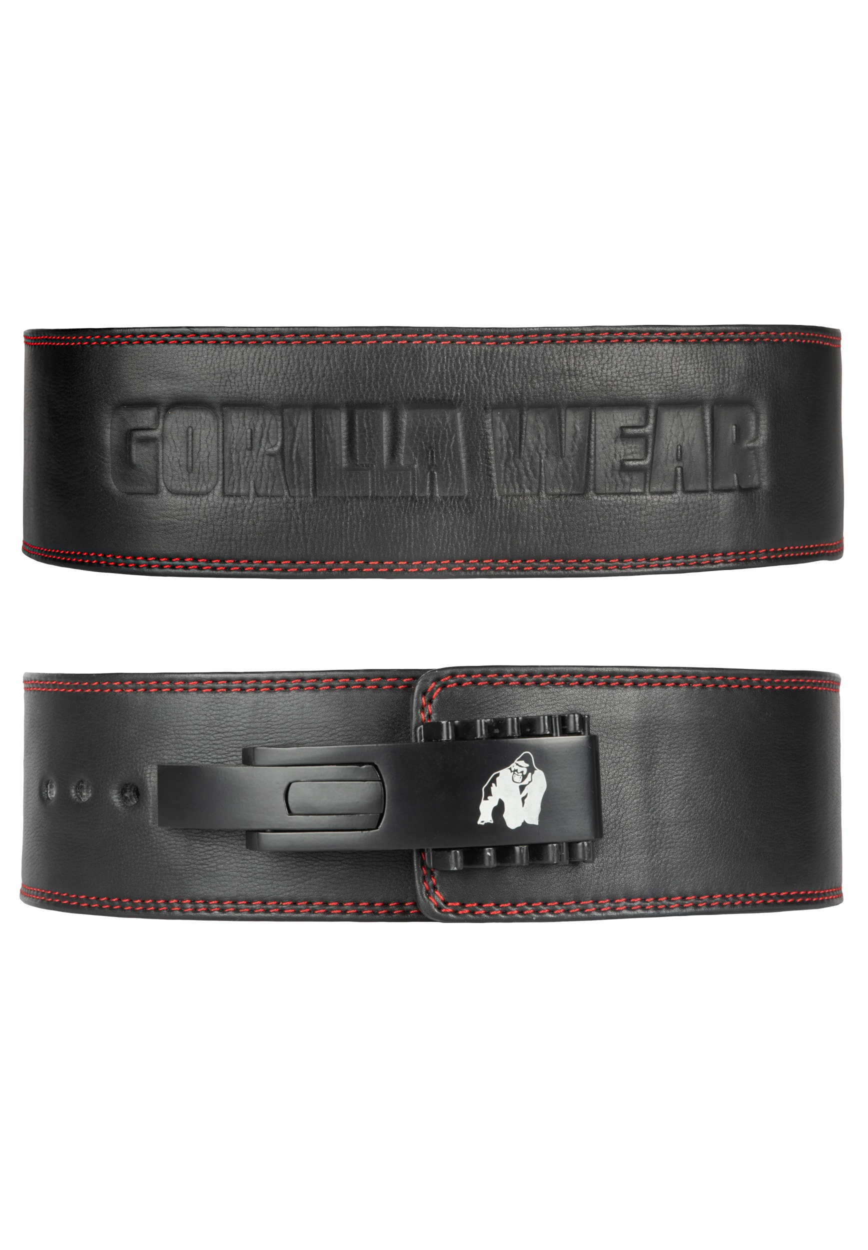 Gorilla Wear 4 Inch Premium Leather Lever Belt - Black - photo officielle Gorilla Wear