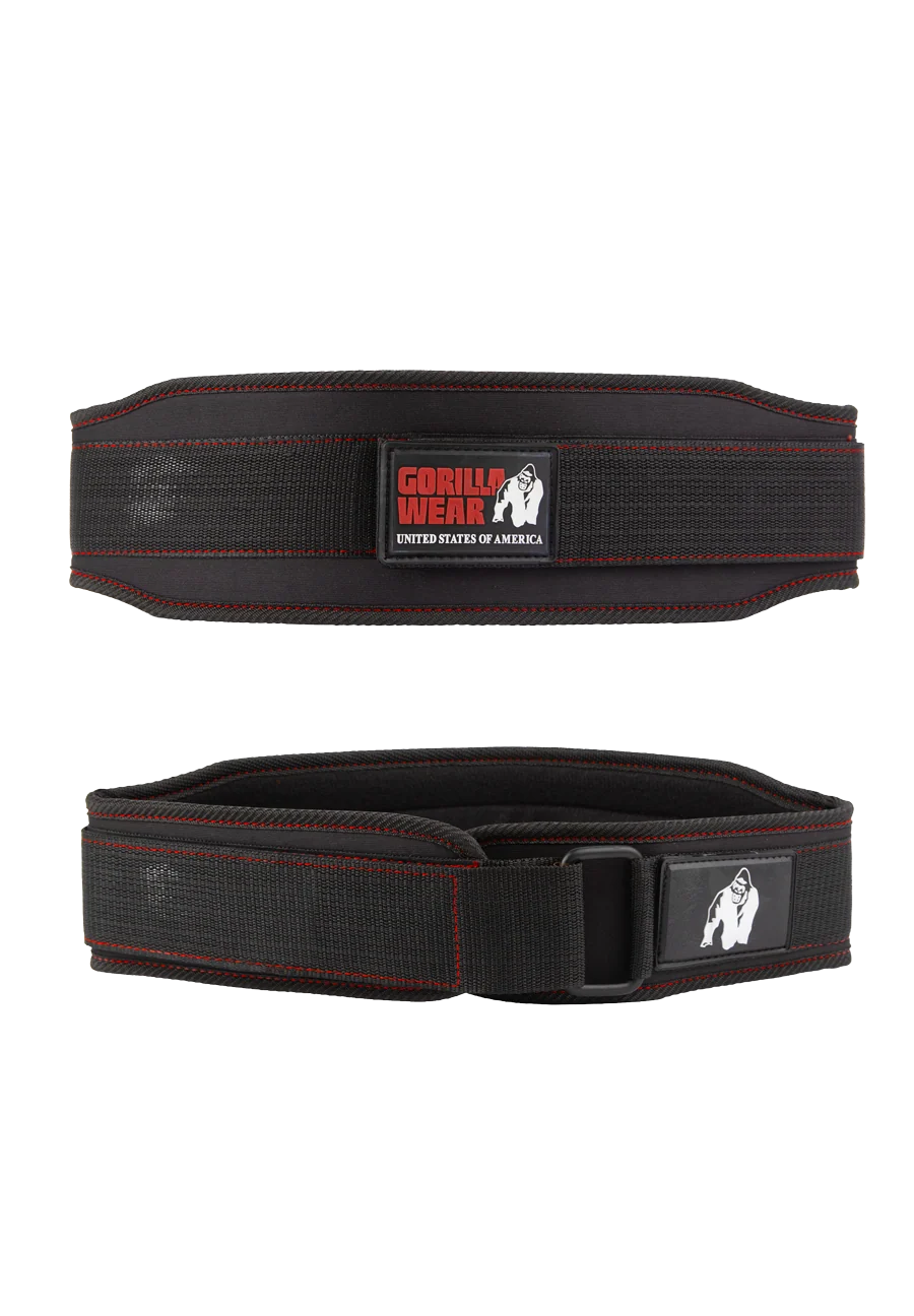Gorilla Wear 4 Inch Womens Lifting Belt - Black/Red Stitched - photo officielle Gorilla Wear