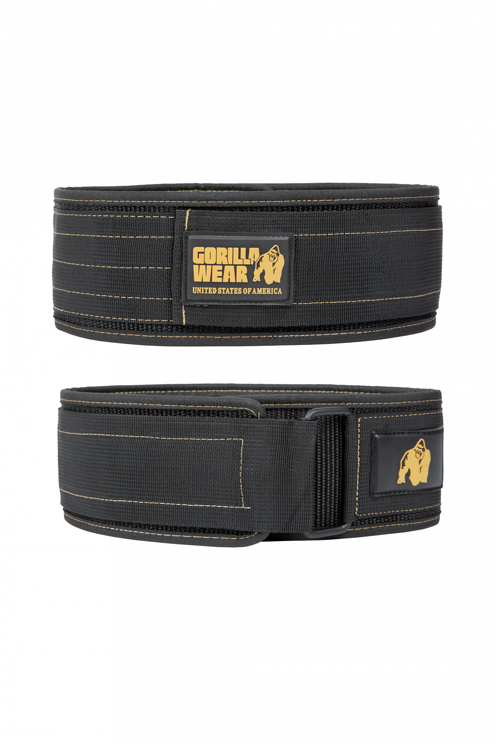 Gorilla Wear 4 Inch Nylon Lifting Belt - Black/Gold - photo officielle Gorilla Wear